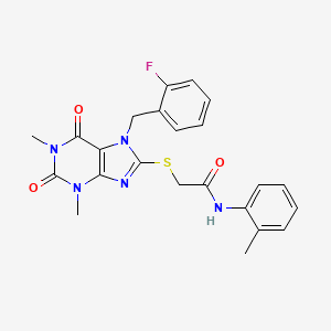 2-{[7-(2-fluorobenzyl)-1,3-dimethyl-2,6-dioxo-2,3,6,7-tetrahydro-1H-purin-8-yl]sulfanyl}-N-(2-methylphenyl)acetamide