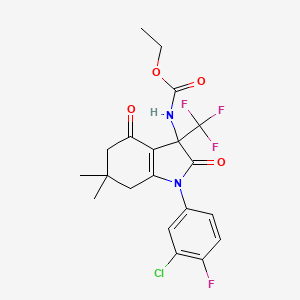 ethyl N-[1-(3-chloro-4-fluorophenyl)-6,6-dimethyl-2,4-dioxo-3-(trifluoromethyl)-2,3,4,5,6,7-hexahydro-1H-indol-3-yl]carbamate