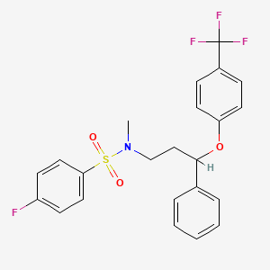 molecular formula C23H21F4NO3S B11496529 4-fluoro-N-methyl-N-{3-phenyl-3-[4-(trifluoromethyl)phenoxy]propyl}benzenesulfonamide 