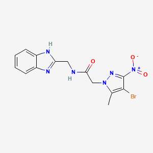 molecular formula C14H13BrN6O3 B11496543 N-(1H-benzimidazol-2-ylmethyl)-2-(4-bromo-5-methyl-3-nitro-1H-pyrazol-1-yl)acetamide 