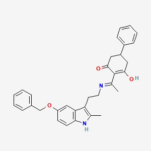 2-[1-({2-[5-(benzyloxy)-2-methyl-1H-indol-3-yl]ethyl}amino)ethylidene]-5-phenylcyclohexane-1,3-dione