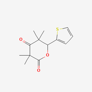 molecular formula C13H16O3S B11496558 3,3,5,5-tetramethyl-6-(thiophen-2-yl)dihydro-2H-pyran-2,4(3H)-dione 