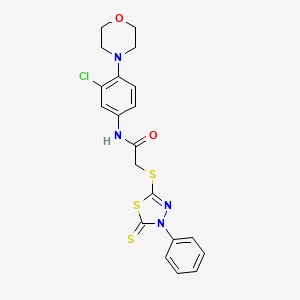 molecular formula C20H19ClN4O2S3 B11496595 N-[3-chloro-4-(morpholin-4-yl)phenyl]-2-[(4-phenyl-5-thioxo-4,5-dihydro-1,3,4-thiadiazol-2-yl)sulfanyl]acetamide 