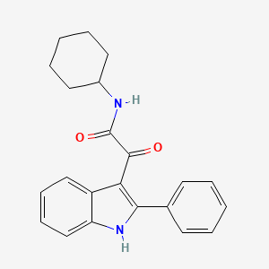 molecular formula C22H22N2O2 B11496601 N-cyclohexyl-2-oxo-2-(2-phenyl-1H-indol-3-yl)acetamide 