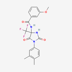 N-[1-(3,4-dimethylphenyl)-2,5-dioxo-4-(trifluoromethyl)imidazolidin-4-yl]-3-methoxybenzamide