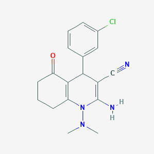 2-Amino-4-(3-chlorophenyl)-1-(dimethylamino)-5-oxo-1,4,5,6,7,8-hexahydroquinoline-3-carbonitrile