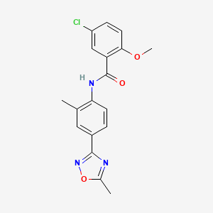 molecular formula C18H16ClN3O3 B11496645 5-chloro-2-methoxy-N-[2-methyl-4-(5-methyl-1,2,4-oxadiazol-3-yl)phenyl]benzamide 