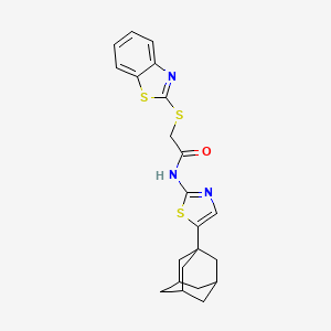 molecular formula C22H23N3OS3 B11496656 N-[5-(1-adamantyl)-1,3-thiazol-2-yl]-2-(1,3-benzothiazol-2-ylthio)acetamide 