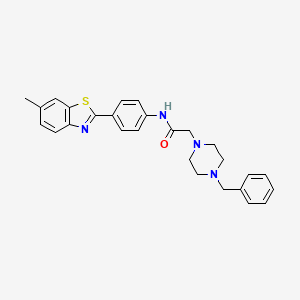 molecular formula C27H28N4OS B11496661 2-(4-benzylpiperazin-1-yl)-N-[4-(6-methyl-1,3-benzothiazol-2-yl)phenyl]acetamide 