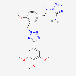 molecular formula C20H24N10O4 B11496669 N~1~-(4-methoxy-3-{[5-(3,4,5-trimethoxyphenyl)-2H-tetrazol-2-yl]methyl}benzyl)-1H-tetrazole-1,5-diamine 