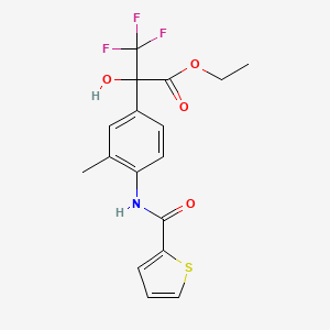 molecular formula C17H16F3NO4S B11496671 Ethyl 3,3,3-trifluoro-2-hydroxy-2-{3-methyl-4-[(thiophen-2-ylcarbonyl)amino]phenyl}propanoate 