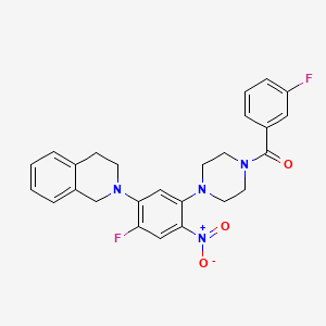 molecular formula C26H24F2N4O3 B11496711 {4-[5-(3,4-dihydroisoquinolin-2(1H)-yl)-4-fluoro-2-nitrophenyl]piperazin-1-yl}(3-fluorophenyl)methanone 