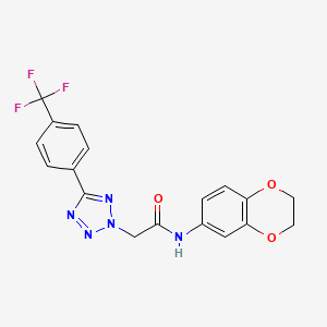 molecular formula C18H14F3N5O3 B11496720 N-(2,3-dihydro-1,4-benzodioxin-6-yl)-2-{5-[4-(trifluoromethyl)phenyl]-2H-tetrazol-2-yl}acetamide 