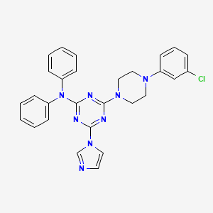 molecular formula C28H25ClN8 B11496732 4-[4-(3-chlorophenyl)piperazin-1-yl]-6-(1H-imidazol-1-yl)-N,N-diphenyl-1,3,5-triazin-2-amine 