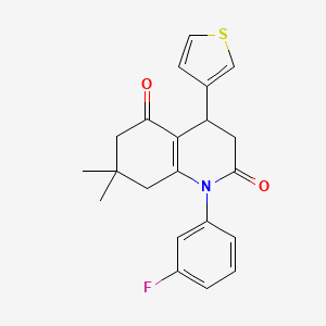 molecular formula C21H20FNO2S B11496739 1-(3-fluorophenyl)-7,7-dimethyl-4-(thiophen-3-yl)-4,6,7,8-tetrahydroquinoline-2,5(1H,3H)-dione 