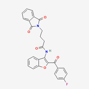 molecular formula C27H19FN2O5 B11496763 4-(1,3-dioxo-1,3-dihydro-2H-isoindol-2-yl)-N-{2-[(4-fluorophenyl)carbonyl]-1-benzofuran-3-yl}butanamide 