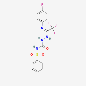 N-[(4-methylphenyl)sulfonyl]-2-[(1E)-2,2,2-trifluoro-N-(4-fluorophenyl)ethanimidoyl]hydrazinecarboxamide