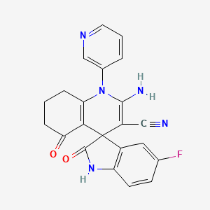 2'-amino-5-fluoro-2,5'-dioxo-1'-(pyridin-3-yl)-1,2,5',6',7',8'-hexahydro-1'H-spiro[indole-3,4'-quinoline]-3'-carbonitrile