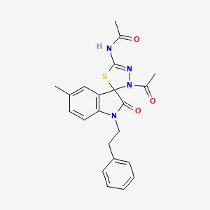 N-[3'-acetyl-5-methyl-2-oxo-1-(2-phenylethyl)-1,2-dihydro-3'H-spiro[indole-3,2'-[1,3,4]thiadiazol]-5'-yl]acetamide