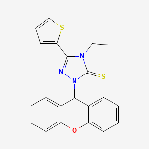 molecular formula C21H17N3OS2 B11496854 [1,2,4]Triazole-3-thione, 4-ethyl-5-(thiophen-2-yl)-2-(9H-xanthen-9-yl)-2,4-dihydro- 