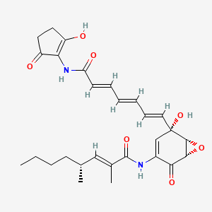 molecular formula C28H34N2O7 B1149687 (E,4R)-N-[(1S,5S,6R)-5-羟基-5-[(1E,3E,5E)-7-[(2-羟基-5-氧代环戊烯-1-基)氨基]-7-氧代庚-1,3,5-三烯基]-2-氧代-7-氧杂双环[4.1.0]庚-3-烯-3-基]-2,4-二甲基辛-2-烯酰胺 CAS No. 139023-58-8