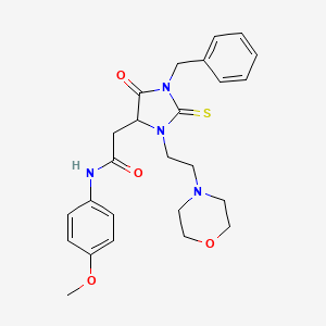 2-{1-benzyl-3-[2-(morpholin-4-yl)ethyl]-5-oxo-2-thioxoimidazolidin-4-yl}-N-(4-methoxyphenyl)acetamide