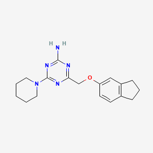 molecular formula C18H23N5O B11496902 4-[(2,3-dihydro-1H-inden-5-yloxy)methyl]-6-(piperidin-1-yl)-1,3,5-triazin-2-amine 