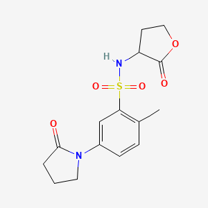 molecular formula C15H18N2O5S B11496934 2-methyl-5-(2-oxopyrrolidin-1-yl)-N-(2-oxotetrahydrofuran-3-yl)benzenesulfonamide 