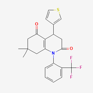 7,7-dimethyl-4-(thiophen-3-yl)-1-[2-(trifluoromethyl)phenyl]-4,6,7,8-tetrahydroquinoline-2,5(1H,3H)-dione