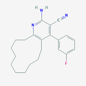 molecular formula C22H26FN3 B11496997 2-Amino-4-(3-fluorophenyl)-5,6,7,8,9,10,11,12,13,14-decahydrocyclododeca[b]pyridine-3-carbonitrile 