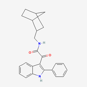 molecular formula C24H24N2O2 B11497019 Acetamide, N-bicyclo[2.2.1]hept-2-ylmethyl-2-oxo-2-(2-phenyl-1H-indol-3-yl)- 