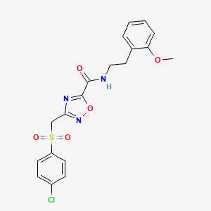 molecular formula C19H18ClN3O5S B11497041 3-{[(4-chlorophenyl)sulfonyl]methyl}-N-[2-(2-methoxyphenyl)ethyl]-1,2,4-oxadiazole-5-carboxamide 