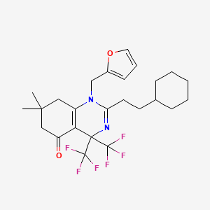 2-(2-cyclohexylethyl)-1-(furan-2-ylmethyl)-7,7-dimethyl-4,4-bis(trifluoromethyl)-4,6,7,8-tetrahydroquinazolin-5(1H)-one