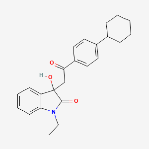 molecular formula C24H27NO3 B11497072 3-[2-(4-cyclohexylphenyl)-2-oxoethyl]-1-ethyl-3-hydroxy-1,3-dihydro-2H-indol-2-one 