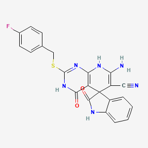 molecular formula C22H15FN6O2S B11497095 7'-amino-2'-[(4-fluorobenzyl)sulfanyl]-2,4'-dioxo-1,2,4',8'-tetrahydro-3'H-spiro[indole-3,5'-pyrido[2,3-d]pyrimidine]-6'-carbonitrile 