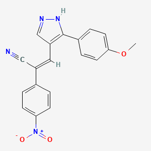 molecular formula C19H14N4O3 B11497108 (2Z)-3-[3-(4-methoxyphenyl)-1H-pyrazol-4-yl]-2-(4-nitrophenyl)prop-2-enenitrile 