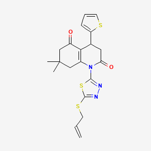 7,7-dimethyl-1-[5-(prop-2-en-1-ylsulfanyl)-1,3,4-thiadiazol-2-yl]-4-(thiophen-2-yl)-4,6,7,8-tetrahydroquinoline-2,5(1H,3H)-dione