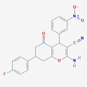 2-amino-7-(4-fluorophenyl)-4-(3-nitrophenyl)-5-oxo-5,6,7,8-tetrahydro-4H-chromene-3-carbonitrile