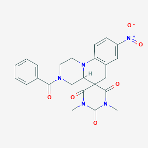 1',3'-dimethyl-8-nitro-3-(phenylcarbonyl)-2,3,4,4a-tetrahydro-1H,2'H,6H-spiro[pyrazino[1,2-a]quinoline-5,5'-pyrimidine]-2',4',6'(1'H,3'H)-trione