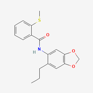 molecular formula C18H19NO3S B11497183 Benzamide, 2-methylsulfanyl-N-(6-propylbenzo[1,3]dioxol-5-yl)- 