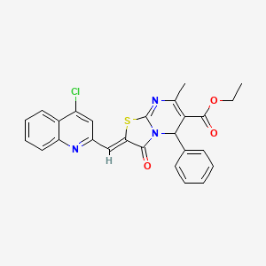 molecular formula C26H20ClN3O3S B11497190 ethyl (2Z)-2-[(4-chloroquinolin-2-yl)methylidene]-7-methyl-3-oxo-5-phenyl-2,3-dihydro-5H-[1,3]thiazolo[3,2-a]pyrimidine-6-carboxylate 