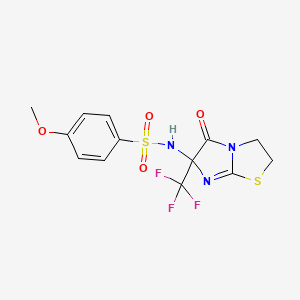 molecular formula C13H12F3N3O4S2 B11497197 4-methoxy-N-[5-oxo-6-(trifluoromethyl)-2,3,5,6-tetrahydroimidazo[2,1-b][1,3]thiazol-6-yl]benzenesulfonamide 