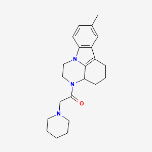 molecular formula C22H29N3O B11497217 1H-Pyrazino[3,2,1-jk]carbazole, 2,3,3a,4,5,6-hexahydro-8-methyl-3-[2-(1-piperidinyl)acetyl]- 