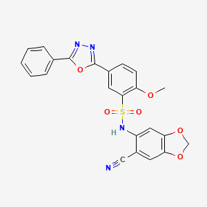 N-(6-cyano-1,3-benzodioxol-5-yl)-2-methoxy-5-(5-phenyl-1,3,4-oxadiazol-2-yl)benzenesulfonamide