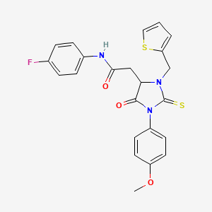 N-(4-fluorophenyl)-2-[1-(4-methoxyphenyl)-5-oxo-3-(thiophen-2-ylmethyl)-2-thioxoimidazolidin-4-yl]acetamide