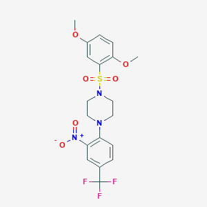 molecular formula C19H20F3N3O6S B11497272 1-[(2,5-Dimethoxyphenyl)sulfonyl]-4-[2-nitro-4-(trifluoromethyl)phenyl]piperazine 