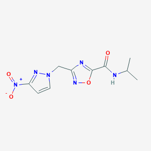 molecular formula C10H12N6O4 B11497288 3-[(3-nitro-1H-pyrazol-1-yl)methyl]-N-(propan-2-yl)-1,2,4-oxadiazole-5-carboxamide 