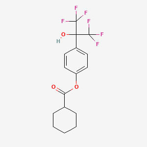 molecular formula C16H16F6O3 B11497298 4-(1,1,1,3,3,3-Hexafluoro-2-hydroxypropan-2-yl)phenyl cyclohexanecarboxylate 