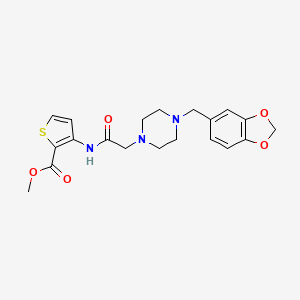 molecular formula C20H23N3O5S B11497370 Methyl 3-({[4-(1,3-benzodioxol-5-ylmethyl)piperazin-1-yl]acetyl}amino)thiophene-2-carboxylate 