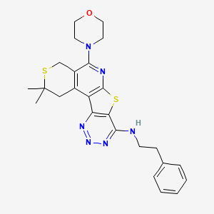 4,4-dimethyl-8-morpholin-4-yl-N-(2-phenylethyl)-5,11-dithia-9,14,15,16-tetrazatetracyclo[8.7.0.02,7.012,17]heptadeca-1(10),2(7),8,12(17),13,15-hexaen-13-amine